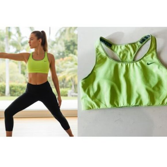 Nike Dri-Fit Neon Yellow Pullover Racerback Sports Bra, Size XL - Picture 1 of 6